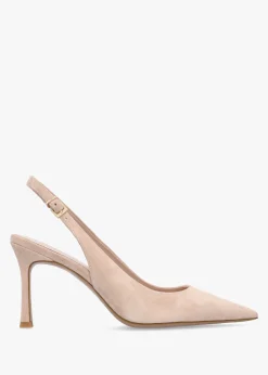 Enjoy Nude Suede Mid Heel Sling Back Court Shoes