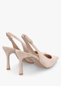 Enjoy Nude Suede Mid Heel Sling Back Court Shoes