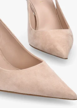 Enjoy Nude Suede Mid Heel Sling Back Court Shoes