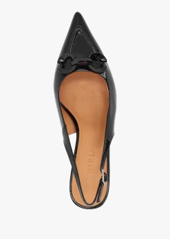 Eppie Black Patent Leather Mid Heel Sling Back Shoes