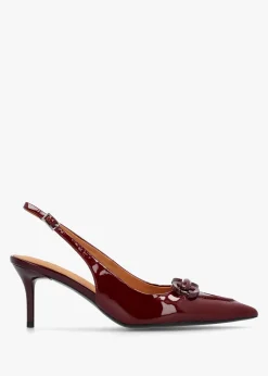 Eppie Burgundy Patent Leather Mid Heel Sling Back Shoes