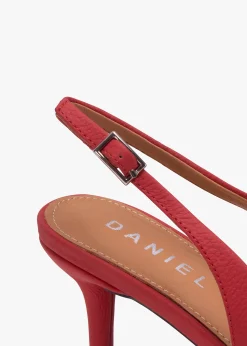 Eppie Red Leather Mid Heel Sling Back Shoes