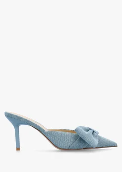 Erose Denim Bow Heel Mules