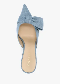 Erose Denim Bow Heel Mules