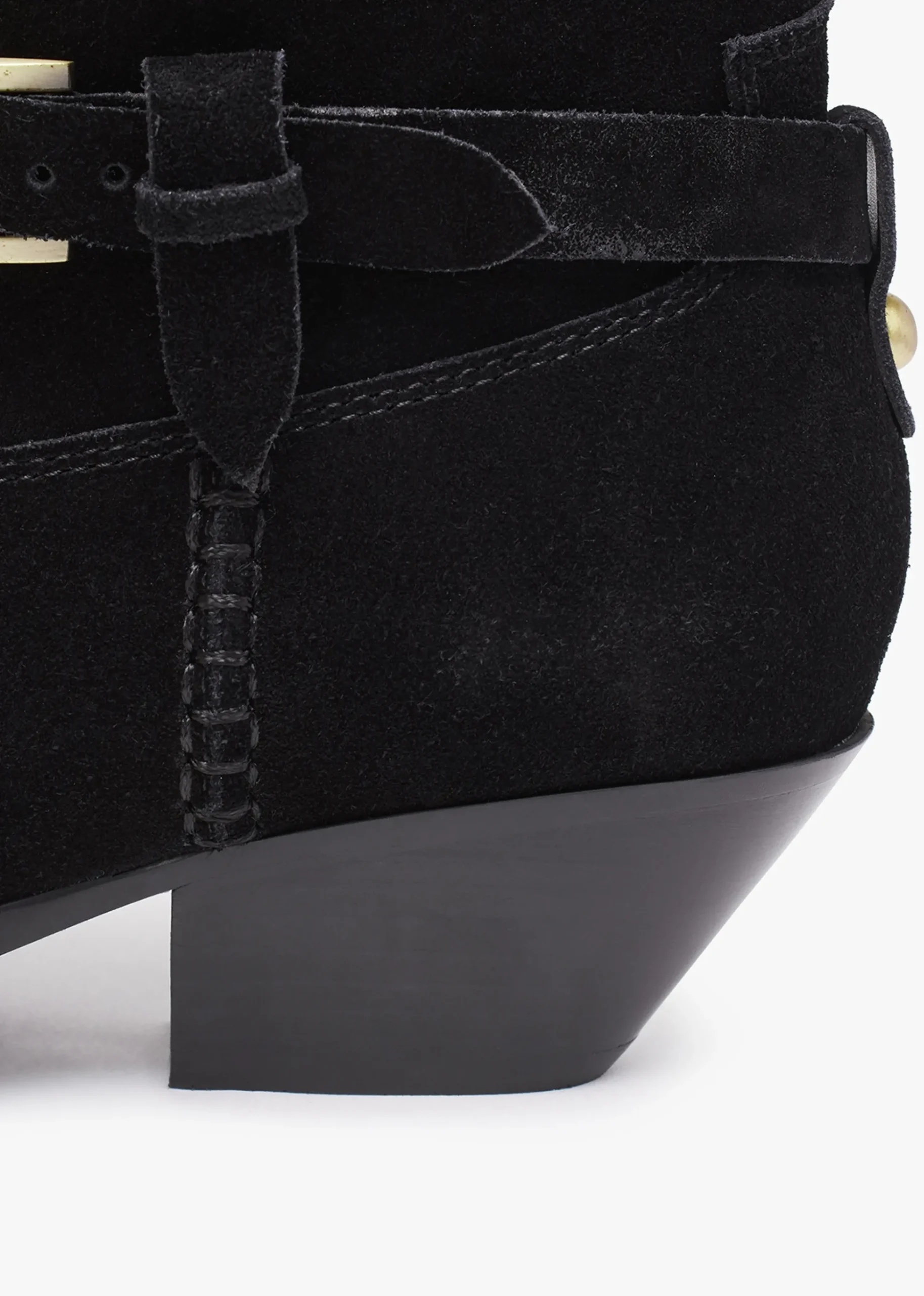 Esmena Black Suede Western Ankle Boots