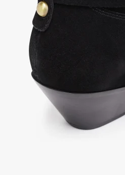 Esmena Black Suede Western Ankle Boots