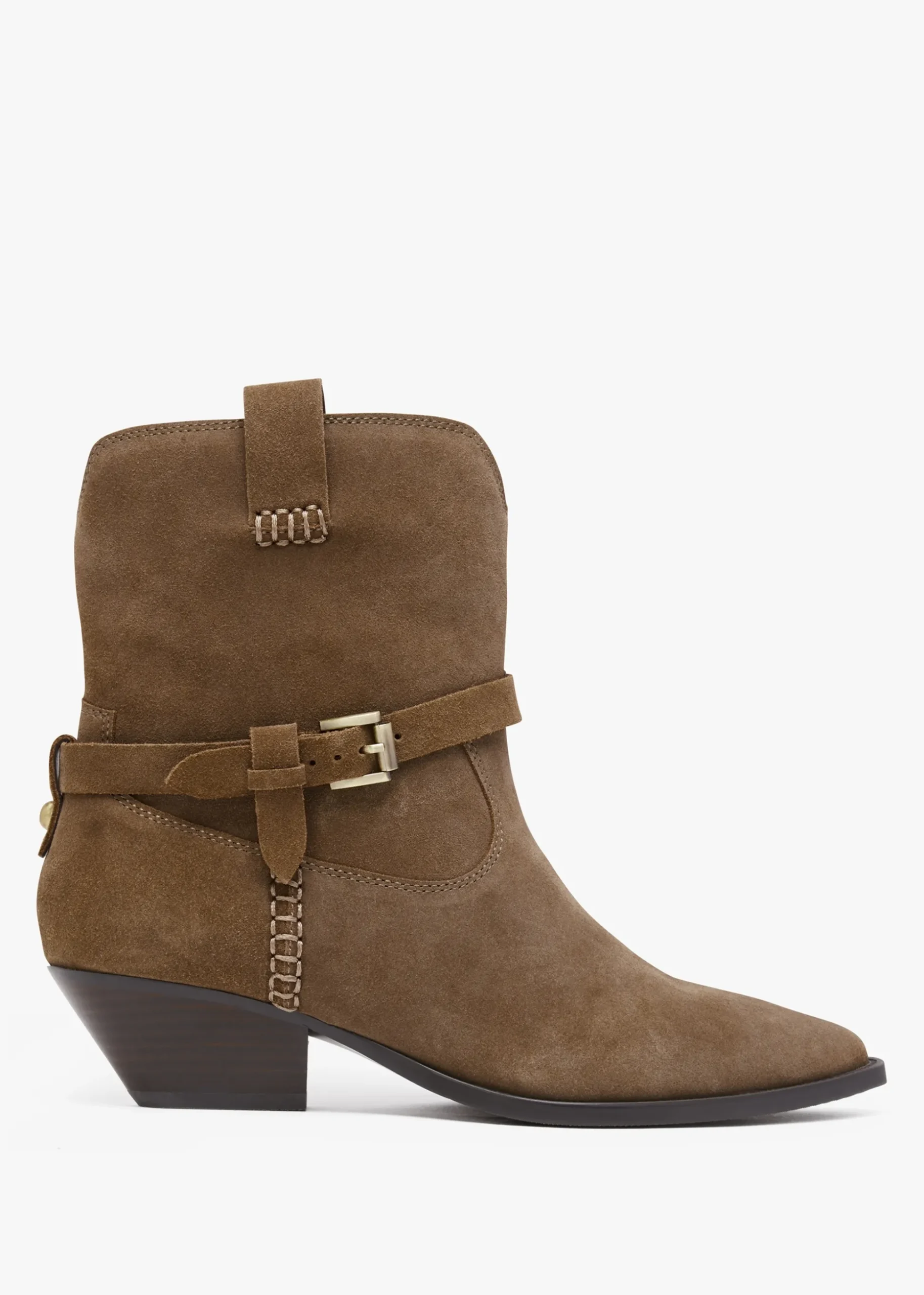 Esmena Taupe Suede Western Ankle Boots