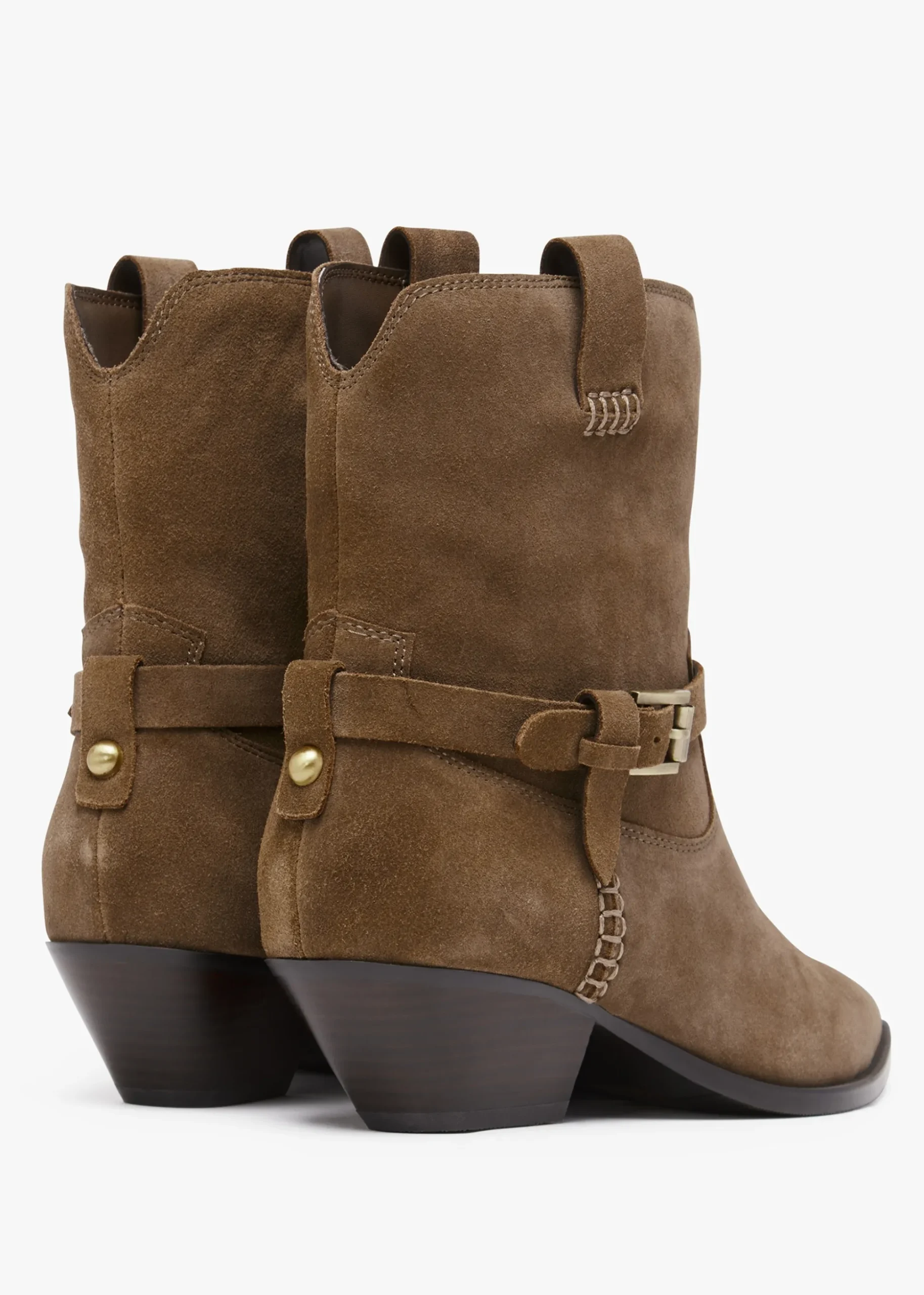 Esmena Taupe Suede Western Ankle Boots