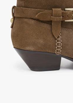 Esmena Taupe Suede Western Ankle Boots