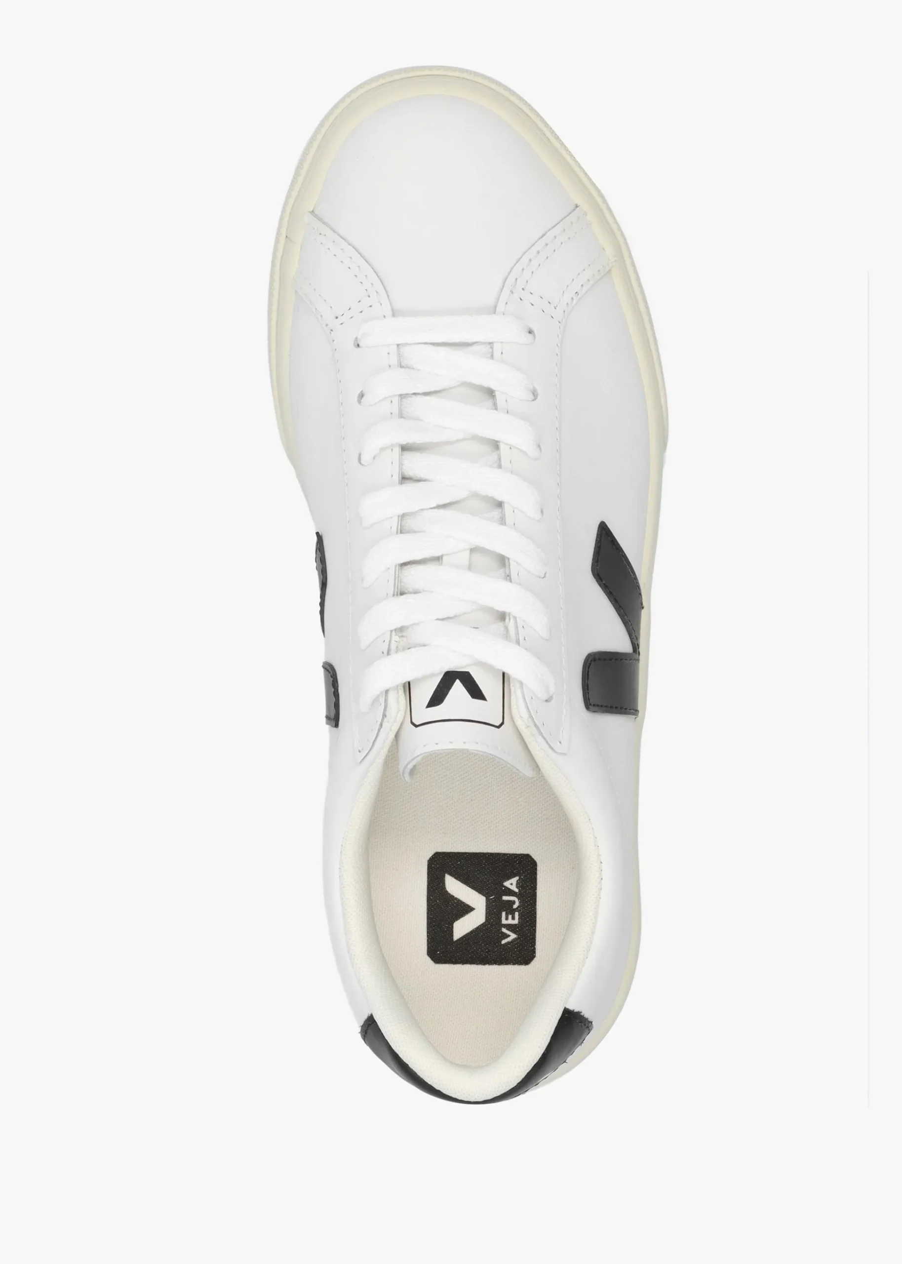 Esplar Logo Extra White Black Leather Trainers