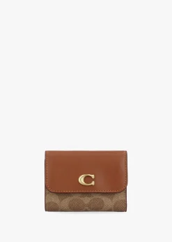 Essential Signature Coated Canvas Tan Caramel Card Holder Wallet