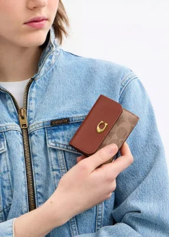 Essential Signature Coated Canvas Tan Caramel Card Holder Wallet
