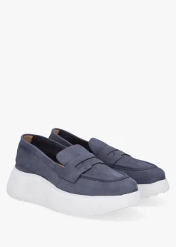 Estela Blue Nubuck Leather Chunky Loafers