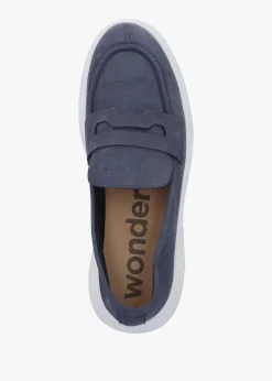 Estela Blue Nubuck Leather Chunky Loafers