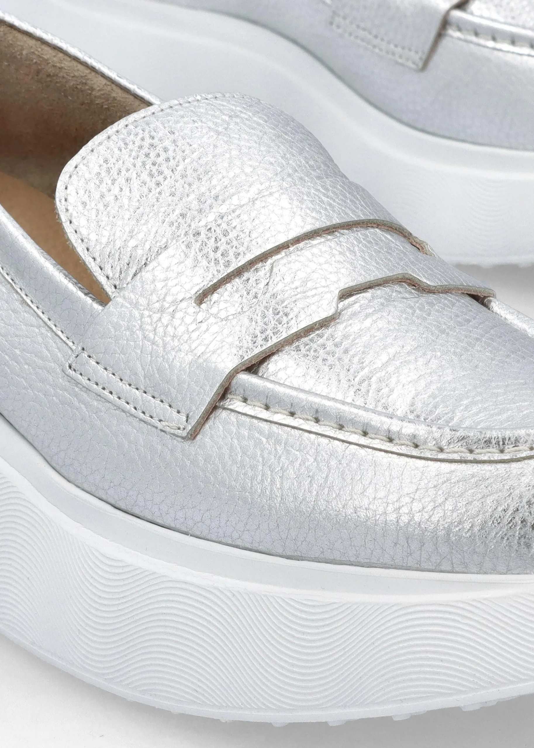 Estela Silver Leather Chunky Loafers