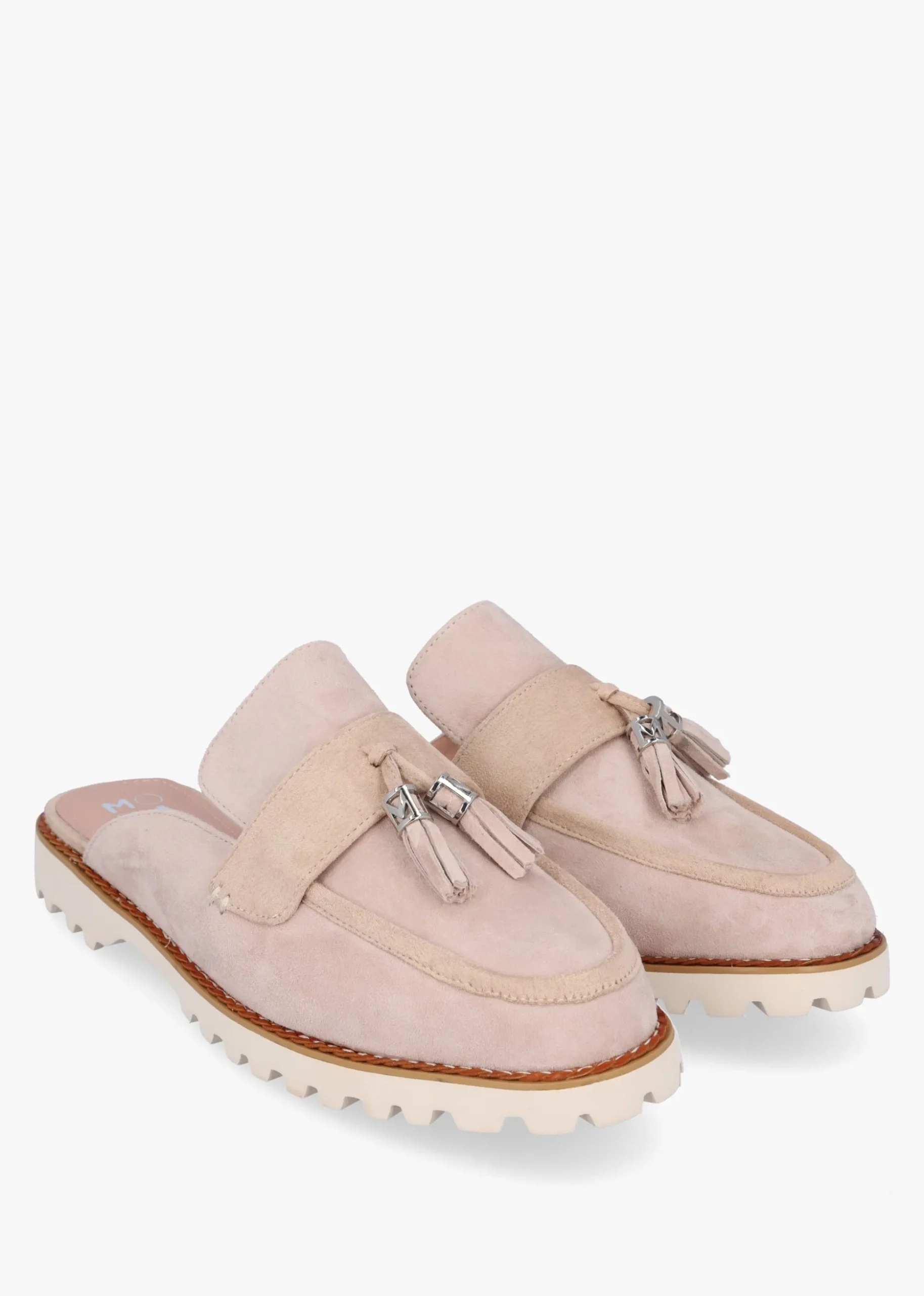 Etana Stone Suede Backless Loafers