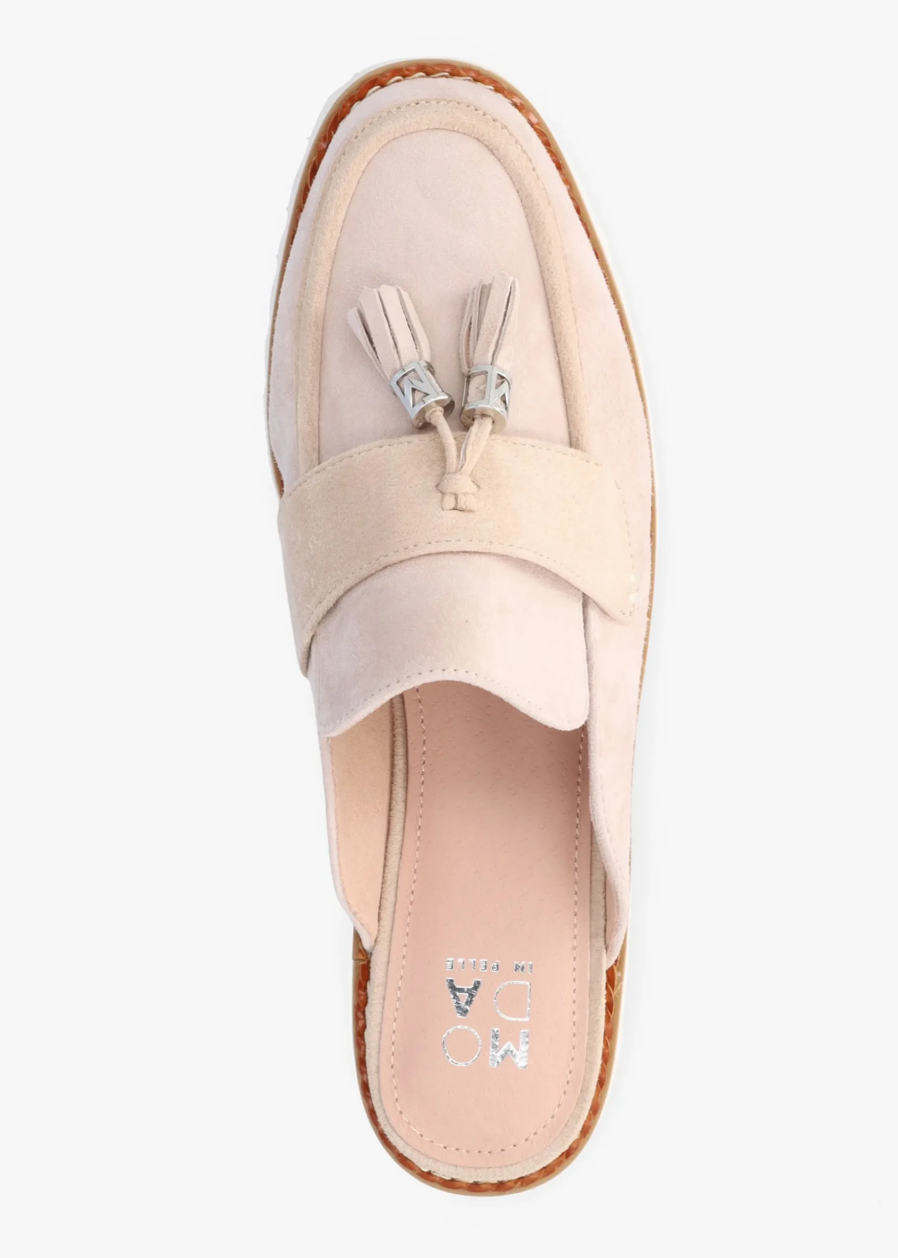 Etana Stone Suede Backless Loafers