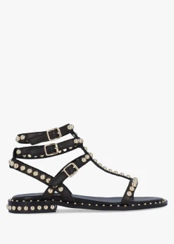Eternal Black Leather Studded Gladiator Sandals