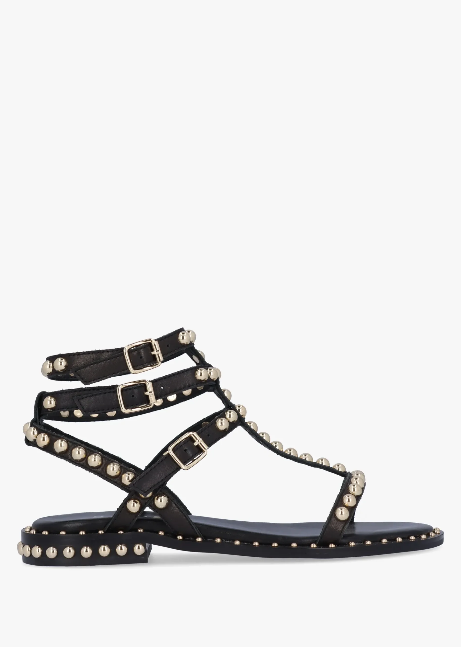 Eternal Black Leather Studded Gladiator Sandals