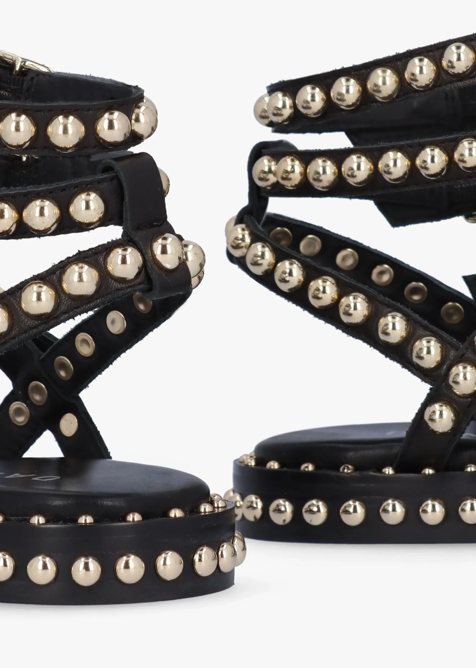 Eternal Black Leather Studded Gladiator Sandals