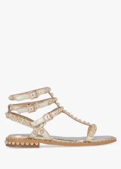 Eternal Gold Leather Studded Gladiator Sandals