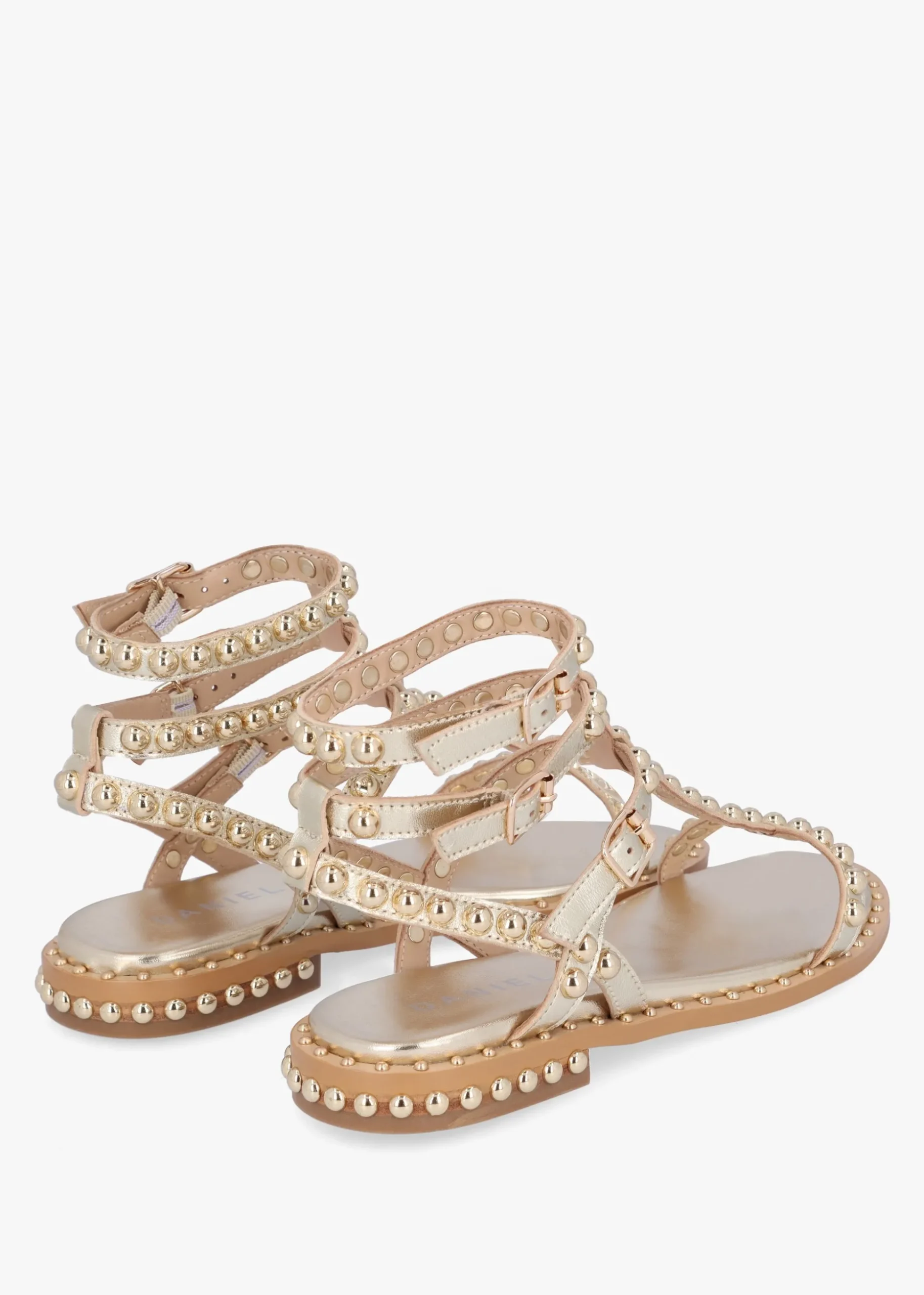 Eternal Gold Leather Studded Gladiator Sandals