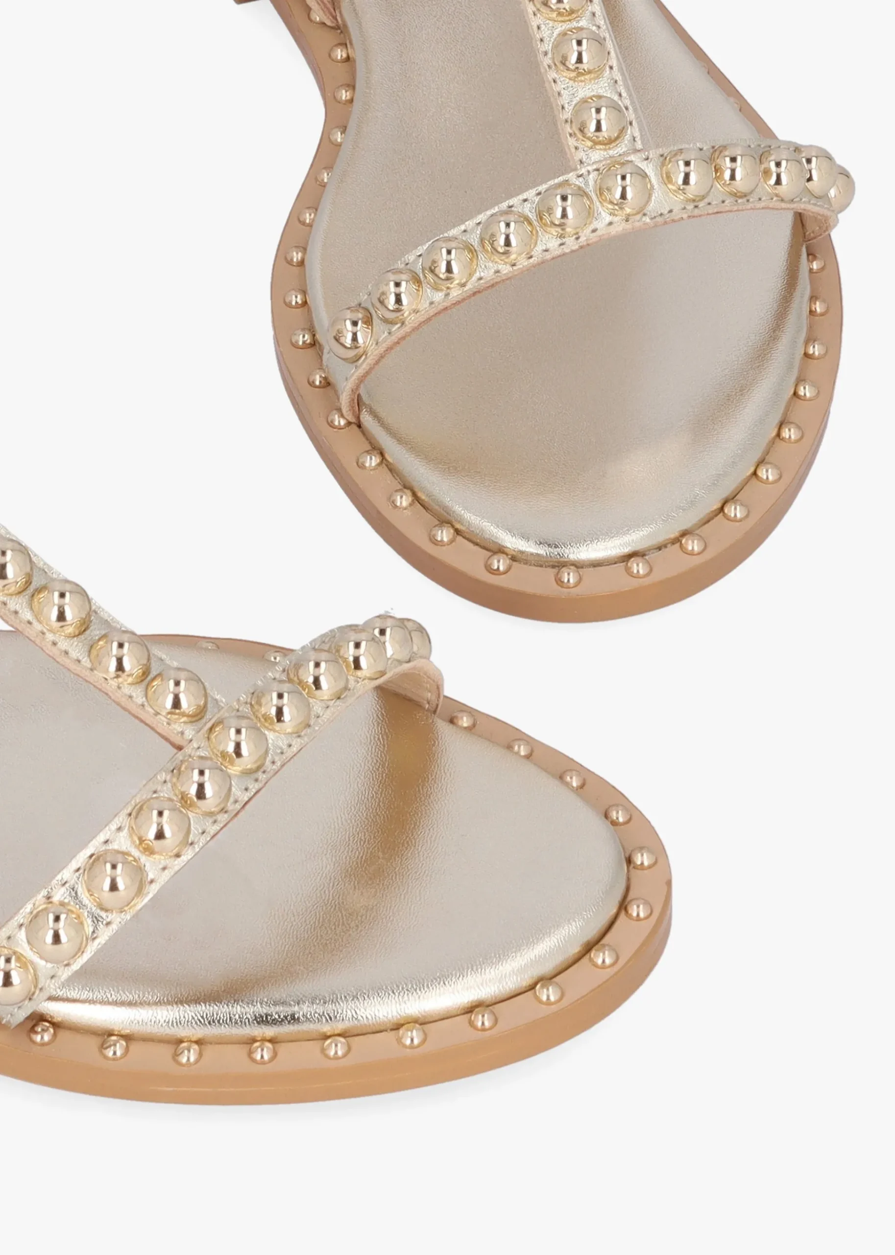 Eternal Gold Leather Studded Gladiator Sandals
