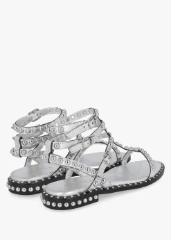 Eternal Silver Leather Studded Gladiator Sandals