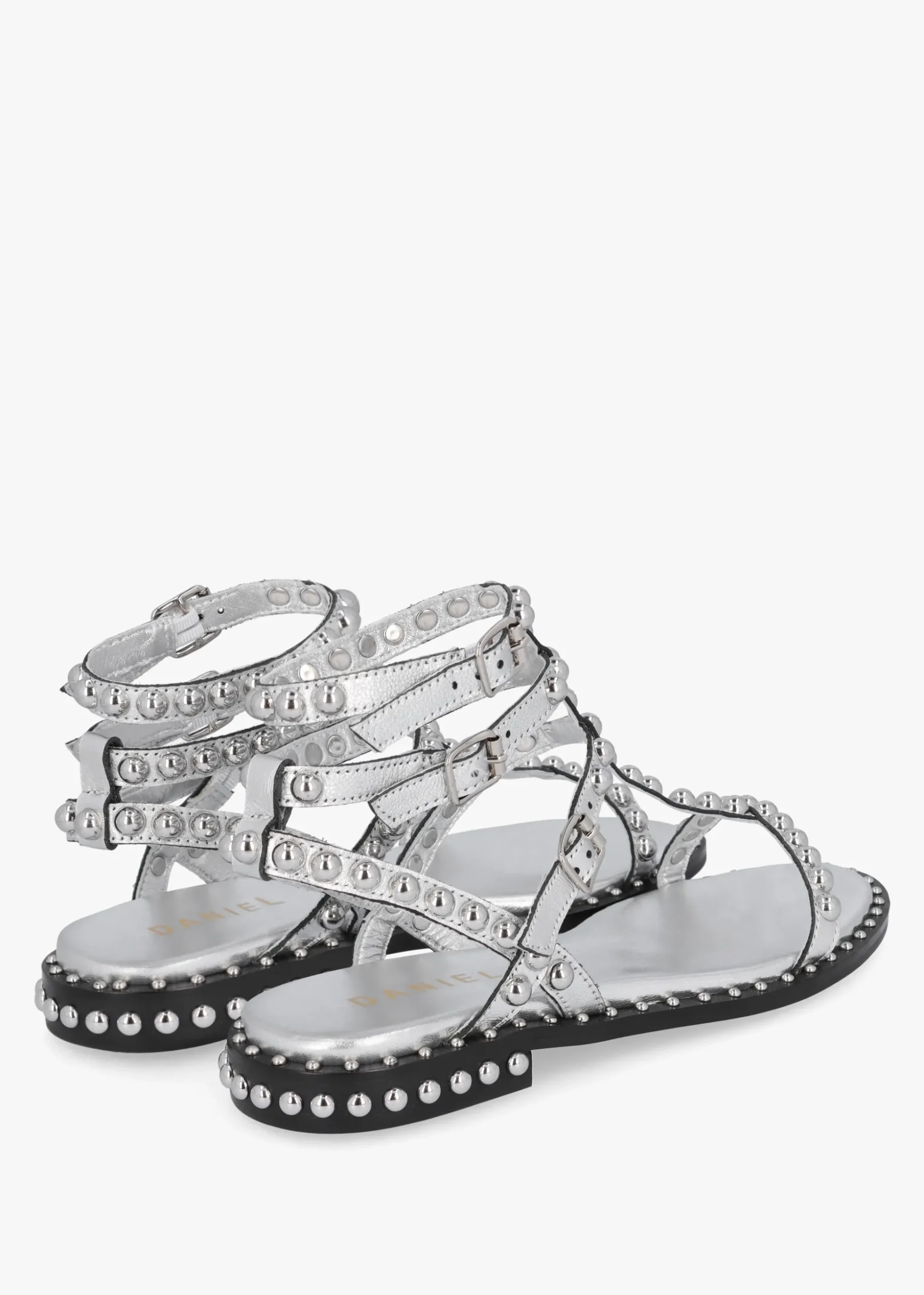 Eternal Silver Leather Studded Gladiator Sandals