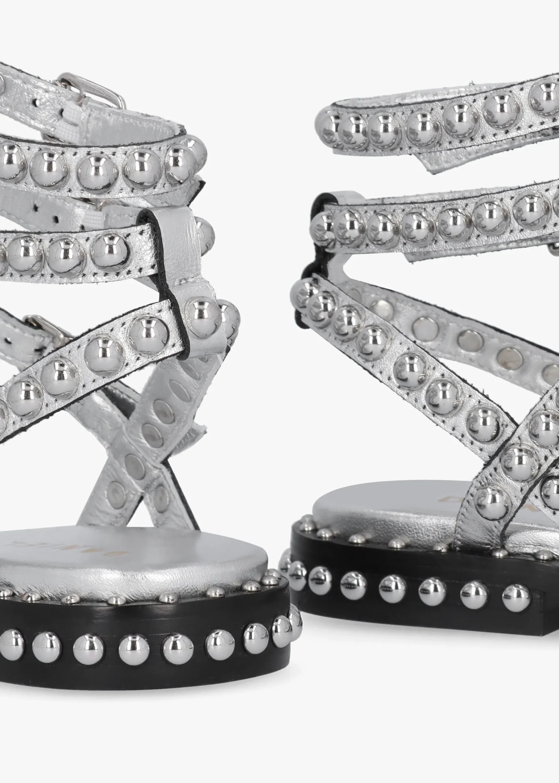 Eternal Silver Leather Studded Gladiator Sandals