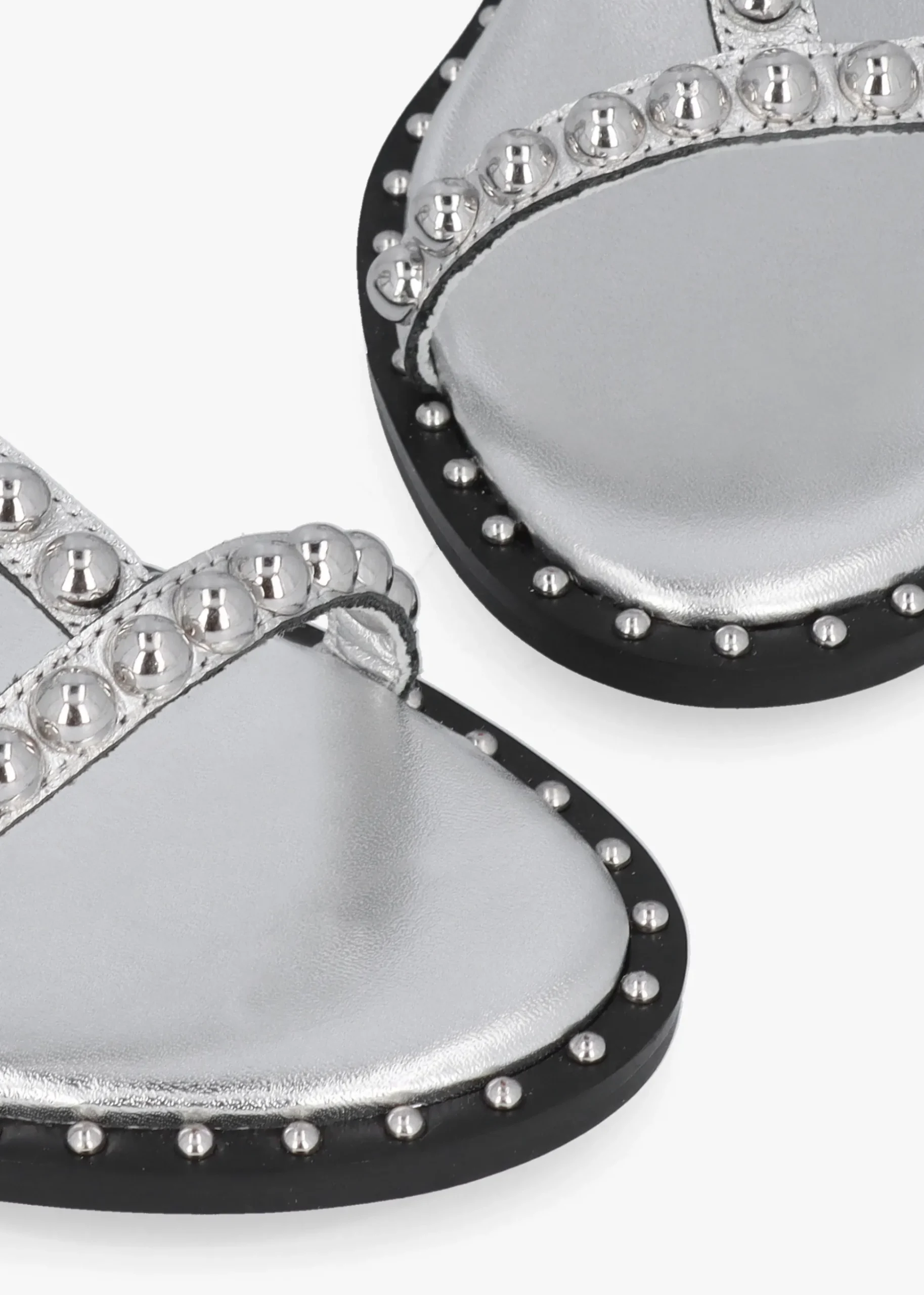 Eternal Silver Leather Studded Gladiator Sandals