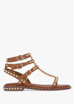 Eternal Tan Leather Studded Gladiator Sandals