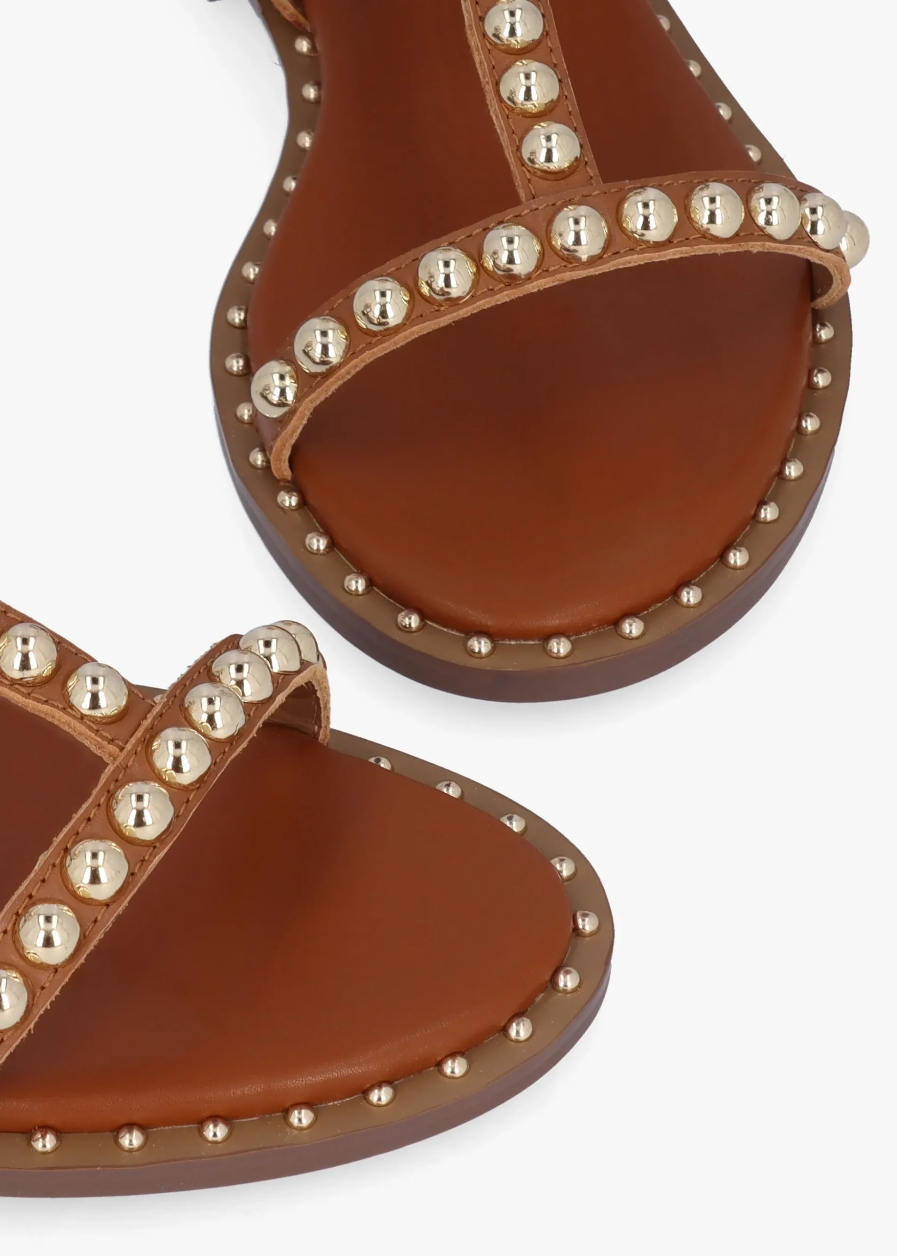 Eternal Tan Leather Studded Gladiator Sandals