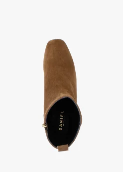 Evalena Brown Suede Block Heel Ankle Boots