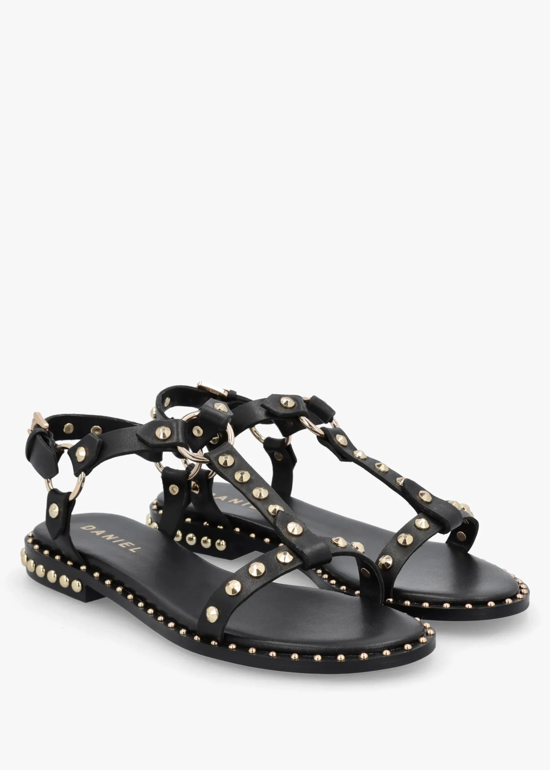 Everlast Black Leather T Bar Studded Sandals