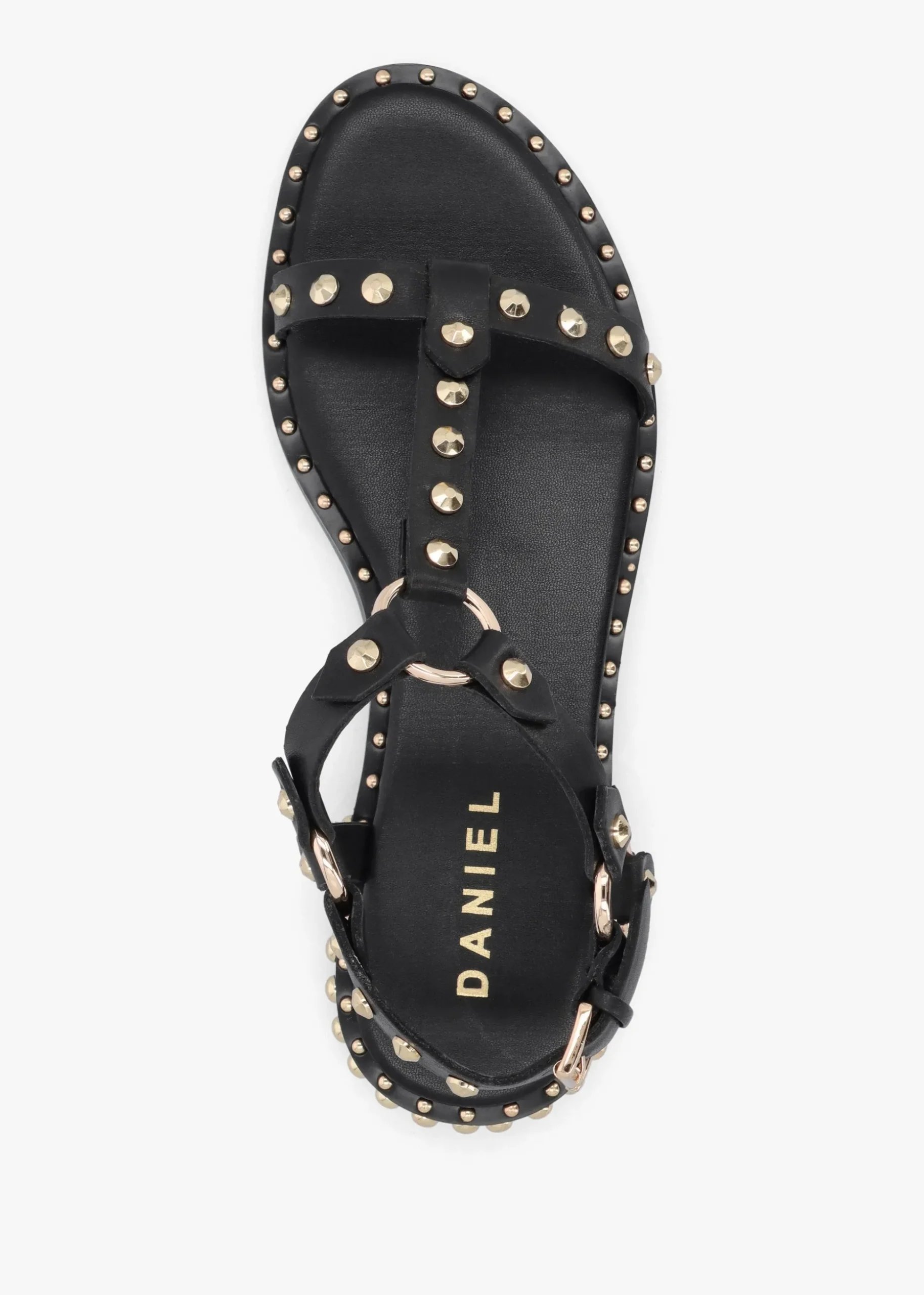 Everlast Black Leather T Bar Studded Sandals