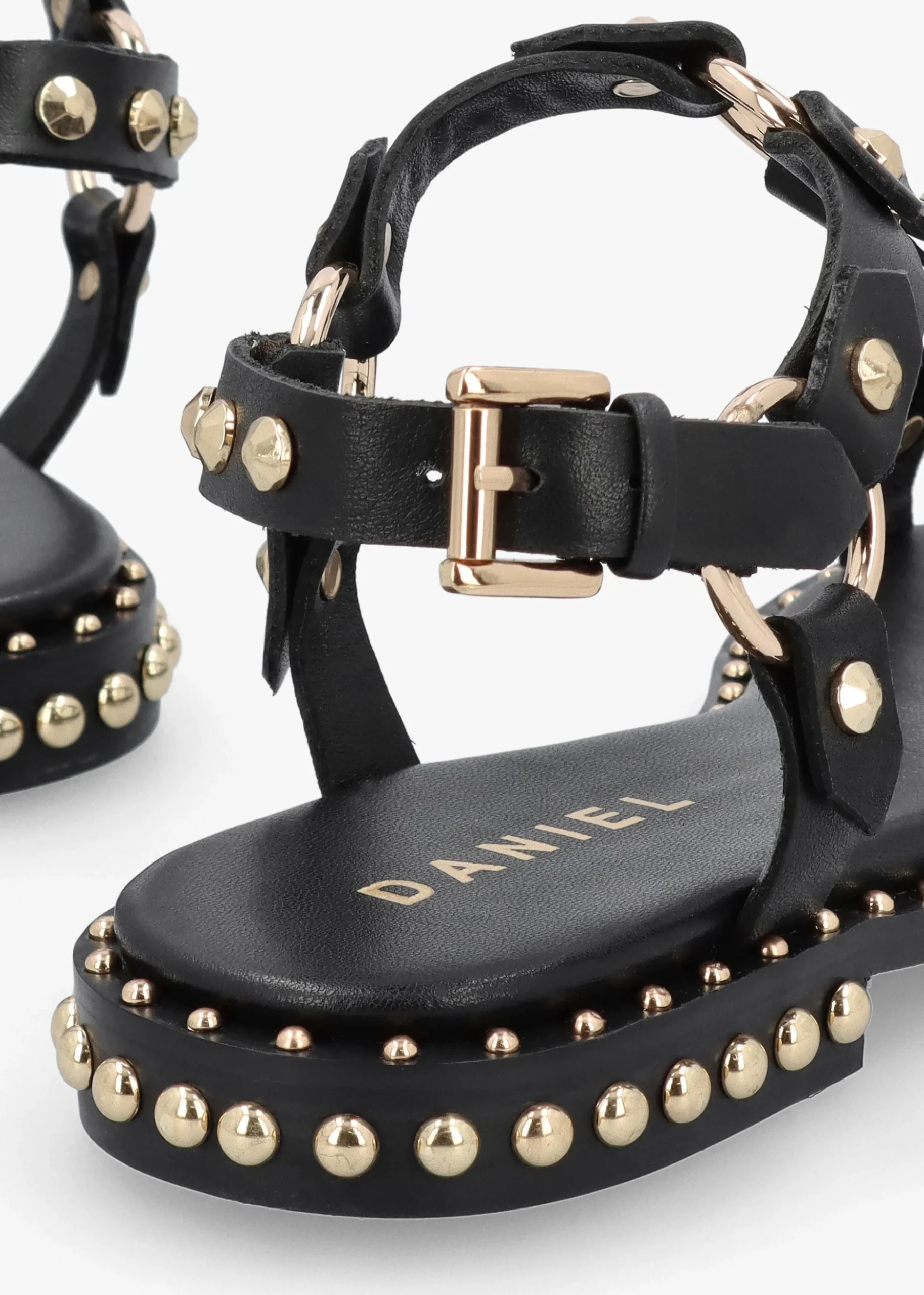 Everlast Black Leather T Bar Studded Sandals