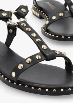 Everlast Black Leather T Bar Studded Sandals
