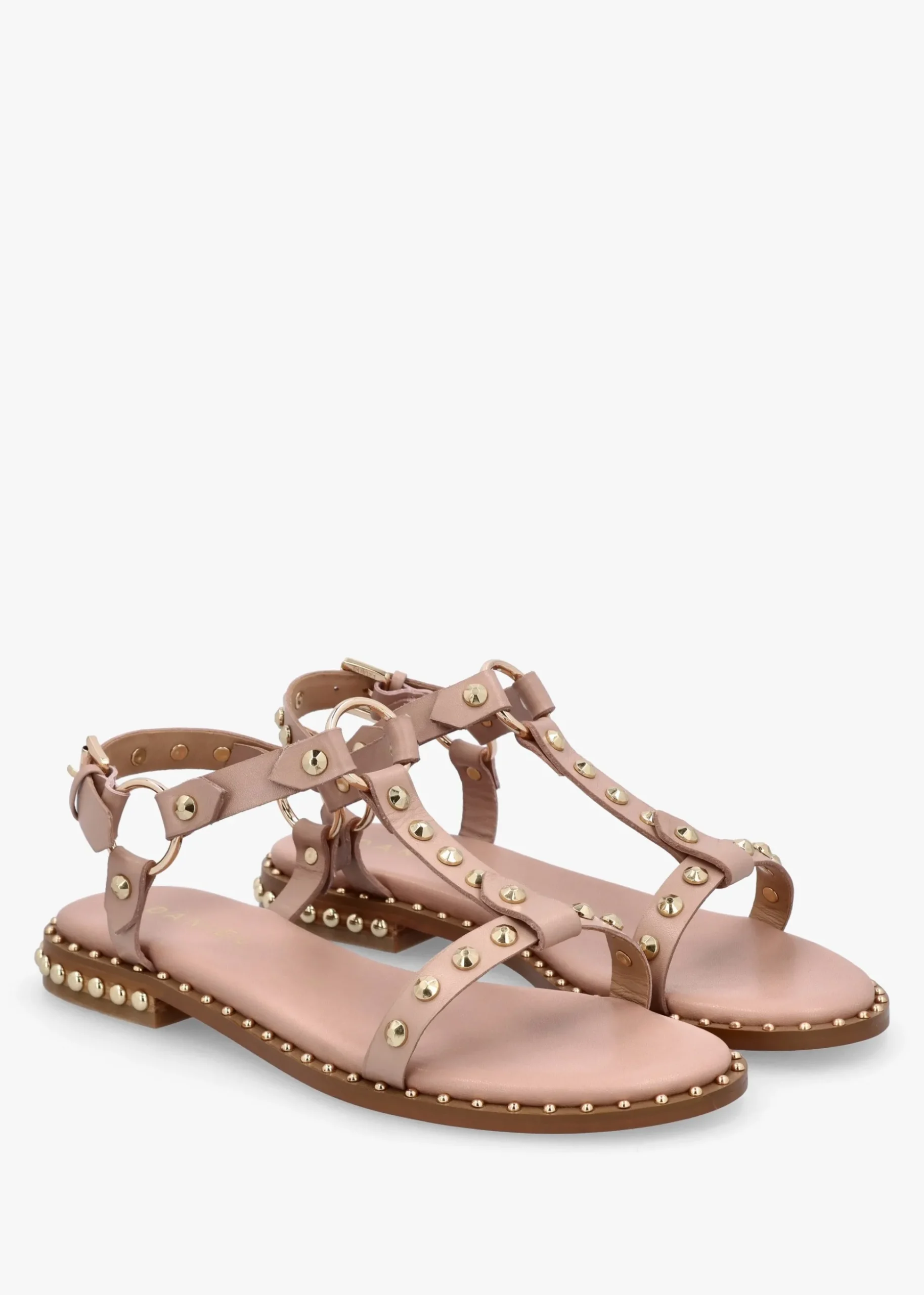 Everlast Nude Leather T Bar Studded Sandals