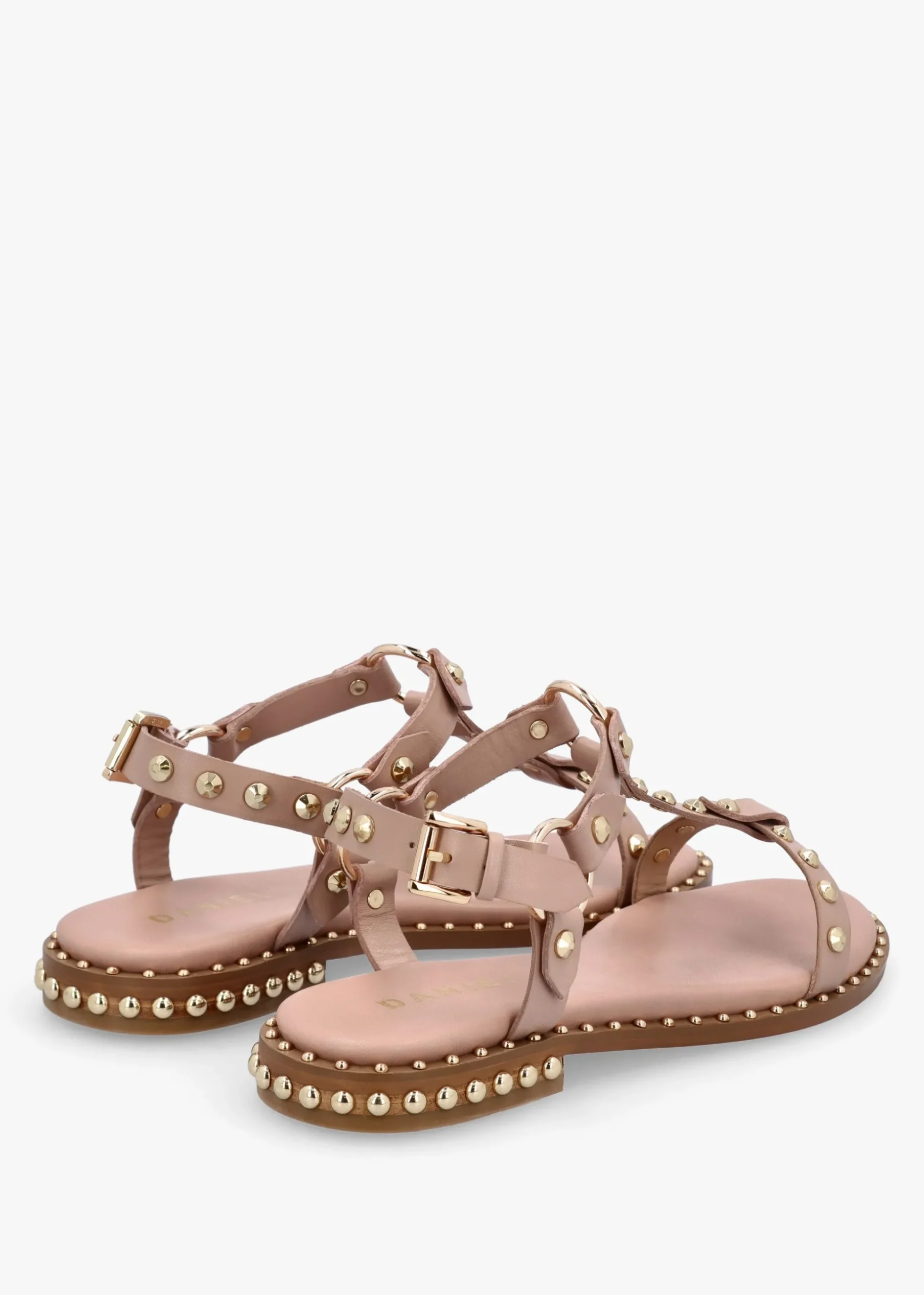 Everlast Nude Leather T Bar Studded Sandals