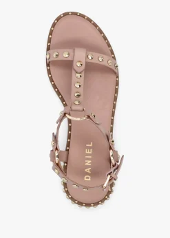 Everlast Nude Leather T Bar Studded Sandals