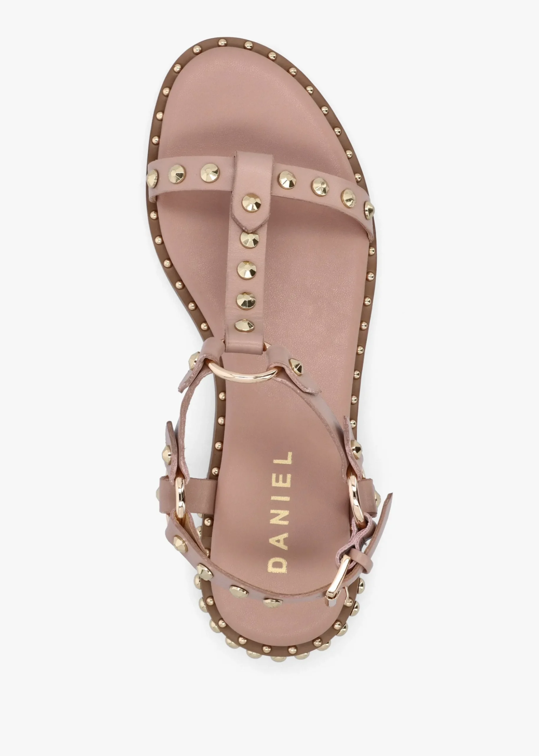 Everlast Nude Leather T Bar Studded Sandals