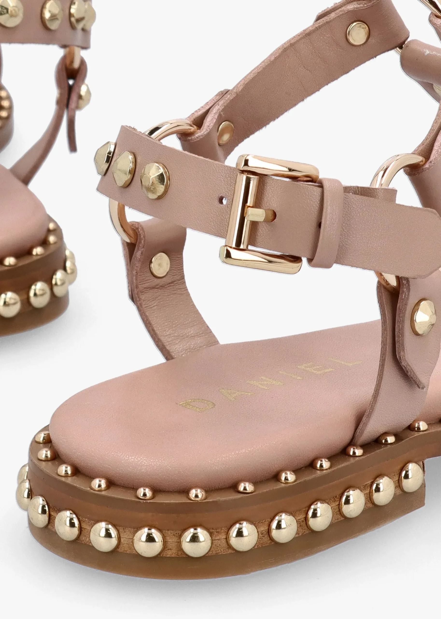 Everlast Nude Leather T Bar Studded Sandals
