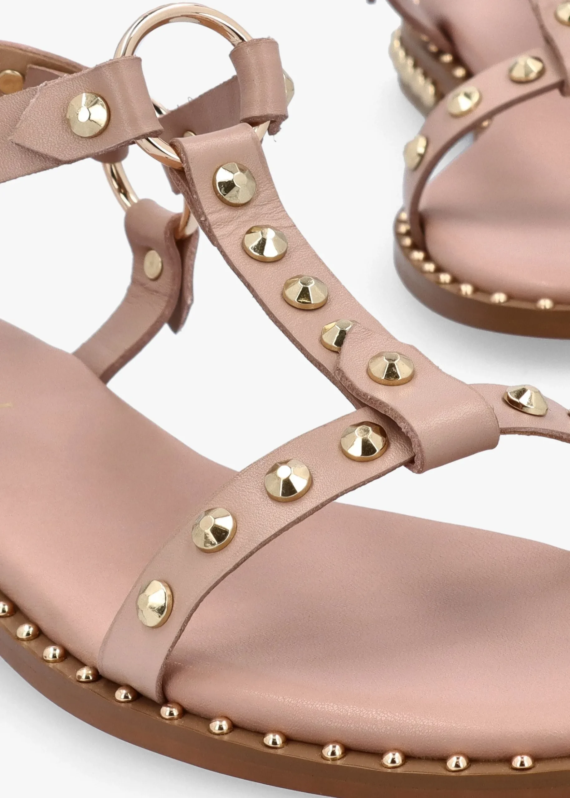 Everlast Nude Leather T Bar Studded Sandals