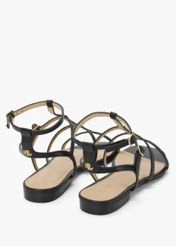 Everley Lauren Black Leather Gladiator Sandals