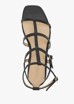 Everley Lauren Black Leather Gladiator Sandals