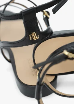 Everley Lauren Black Leather Gladiator Sandals