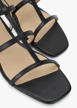 Everley Lauren Black Leather Gladiator Sandals