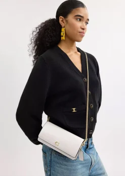 Evie Chalk Leather Wallet On A Chain Bag