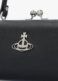 Extra Large Doll Frame Saffiano Black Purse Bag